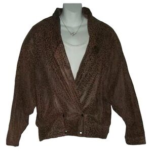 Vintage 90s G-III Leather Jacket Cropped Puffy Jacket Brown Tribal Boho Western